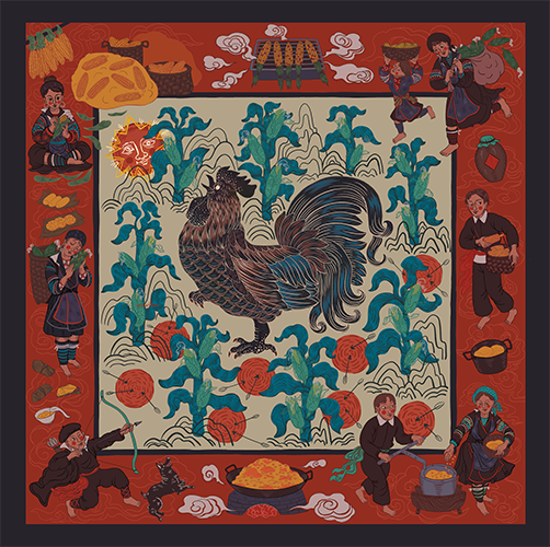 Rooster and Corn